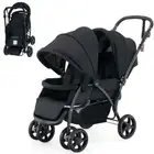Costway Baby Stroller Tandem Twin Pram Travel Pushchair w/Adjustable Canopy