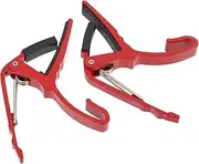Kisangel Guitar Capo Set Plastic Tuner for Electric Guitar Clip Accessory Red 2 Pack