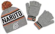 [Bioworld] Naruto Kids Pom Pom Beanie & Glove Set, Multicolored, One size