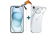 For Apple iPhone 15 PLUS Phone Case Cover and Tempered Glass Screen Protector
