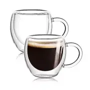 Espresso Cups Set of 2 With Handle,2.5oz Clear Expresso Shots Cup,Espresso Sh...