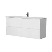 Riva | 1500mm Double Bowl Gloss White PVC Wall Hung Vanity