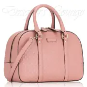 NEW GUCCI Micro Guccissima GG Medium Crossbody Boston Bag Soft Pink Leather