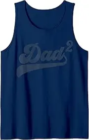 [Generic] DadFunny Dad Squared Gift Father of Two Second Time Dad Tank Top T-Shirt for Men Crew Neck Tee Shirt