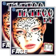 Tinsley Tribal Cheetah Leopard Jungle Cat Temporary Face Tattoos - Set of 2 Kits