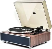 [mbeat] MB-PT-38AWT HiFi Turntable with Bluetooth Speaker - Walnut | MMC Stylus | Metal Platter | 33/45 RPM | Adjustable Tone Arm | Pitch & Tone Control | Built-in Preamp | Aux Input | Headphone Jack