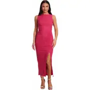 QUIZ Mesh Round Neck Maxi Dress in Pink at Nordstrom, Size 8