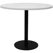 Rapidline Circular Meeting Table Black Disc Base 1200mm Natural White Top