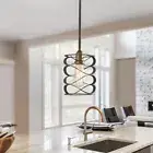 Quoizel, "Unity" Mottled Black w Gold Cylinder Transitional Mini Pendant Light