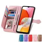 For Samsung Galaxy A54 A15 A05 A53 A23 A24 Women Flip Zipper Wallet Case + Strap