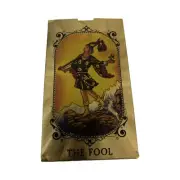 Golden Foil Tarot Deck Prophecy Cards. English & Spanish Guide Books.