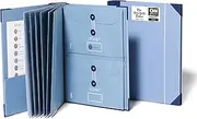 The Folio Expanding File Folder Document Organizer by Savor-Cloth Book of Envelopes & Labels for Important Papers Letters Photos Taxes Receipts Estate Planning Keepsakes-Blue