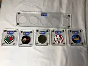 5 LEGO VIP Collectible Coins + Display Case Complete Set In Hand w/ Case
