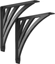 Black Shelf Brackets Heavy Duty ~ Iron Wall Corbel Supports for Countertop, Fire