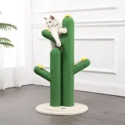 Socorro 34.25" Modern Jute Double-Cactus Cat Scratching Post with Flower Toys, G