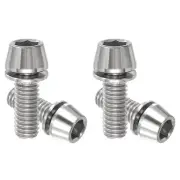 4Pcs M6x16mm Titanium Bike Stem Bolt Hex Tapered Head Bolt with Washer Silver