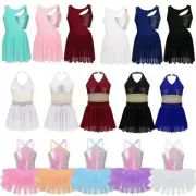 Girls Kids Sequined Ballet Dress Dance Gymnastics Leotard Tutu Dress Costume