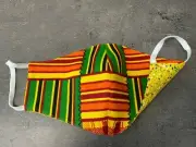 Reversible/Reusable 2-in-1 Two Way Kente Face mask African Print Cotton Yellow