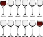 12x Clear 80ml Lal Liqueur Glasses - Small Stemmed Sherry Port Shot Dessert Wine Drinking Dinner Glassware Set - by LAV
