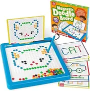 Coogam Magnetic Drawing Board, Large Magnet Doodle Board with Pen and Dot Beads, Color Shape Pattern Art Pad, Montessori Educational Traveling Toy for 3 4 5 6 Years Old Toddlers