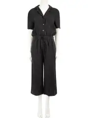 Black Linen Buttoned Up Jumpsuit
