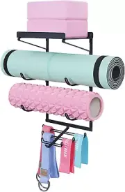 MAYZOLOP Yoga Mat Holder Wall Mount Yoga Mat Storage Rack Home Gym Accessorie...