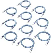 Elecom LD-CTT/BU1/RS1 LAN Cable, CAT5e Compliant, EU RoHS Directive Compliant, Nail Break Prevention, Simple Packaging Specifications, 3.3 ft (1 m), Blue, Set of 10