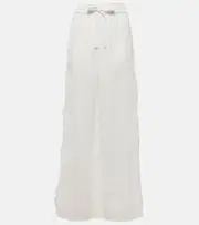 [Zimmermann] Zimmermann Halliday lace-trimmed linen wide-leg pants AU 14 white