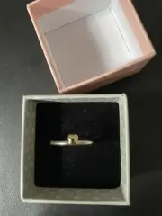 Genuine Pandora Polished Heart Puzzle ring 196548 Size 56 Gold Heart Silver Ring