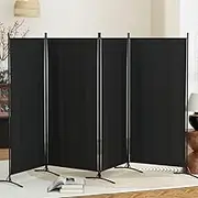 Artiss Room Divider, 4 Panels Fabric Folding Privacy Portable Screen Shelf Dividers Partition Wall Screens Home Pet Child Indoor Balcony Bedroom Furniture, Separator Water-Resistant Black