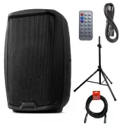 Gemini Sound AS-2110BT Active 10" Woofer 1000 Watt w/ Speaker Stand & XLR Bundle