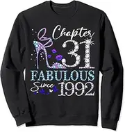 [X.Style] Chapter 31 Fabulous Since 1992 31st Birthday Queen Diamond Sweatshirt ds882 Sweater (2XL) Black