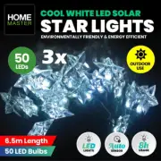 3 Sets Light Solar Shape Star 6.5m 50LED Cool White Decorative Lights Christmas