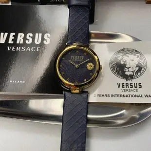 【VERSUS】VERSUS VERSACE手錶型號VV00294(黑色錶面寶藍錶殼寶藍真皮皮革錶帶款)