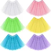 [Handepo] 6 Pcs Women Adult Tutu Skirt 4 Layered Tulle Ladies Girls Runners Tutu Dress for 80's Christmas Running Costume