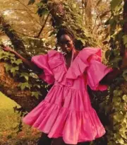 AJE Solstice Ruffle Tiered Smock Dress BNWT Pink Mini Size AU 6 Puff Sleeve NEW