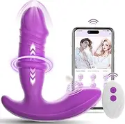 Thrusting Wearable G Spot Panty Vibrator Adult Sex Toys for Women, APP & Remote Control Rose Clitoral Stimulation Butterfly Dildo Vibrator with 9 Pat Modes and 9 Thrusting Vibrations for Couple