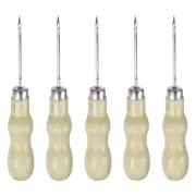 5pcs Handwork Sewing Awl Double Gourd Hollow Leather Punch Hole Tool, Log Color