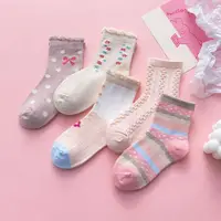 在飛比找momo購物網優惠-【優貝選】俏皮童趣舒適學生童襪5入套組(公主麻花)