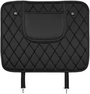 Leather Car Anti-Kick Mats Auto Seat Back Half Pack Cover Good Stitching Protector Organizer with Storage Pockets, Black line