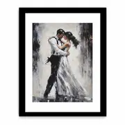 Black And White Couple Dance Modern Framed print Art Poster