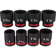 MILWAUKEE 8 PIECE 3/4INCH DRIVE 6 POINT SHOCKWAVE SAE STANDARD IMPACT SOCKET SET