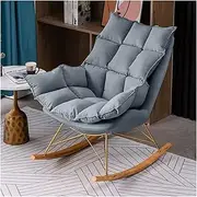 Rocker Glider Chair for Nursery Modern Rocking Chair Comfy Accent Chair for Living Room,Upholstered Nursing Armchair Nursing Lounge Side Chair with Wooden Base (Color : Gray)