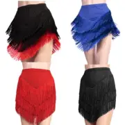 Lady Latin Skirt Tango Rumba Dance Tassels Fringe Ballroom with Shorts Inside