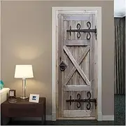 Door Stickers Entrance Door Decoration Vintage Wallpaper Self-Adhesive Wallpaper 3D Mural Wall Art Stickers(G,77x200cm)