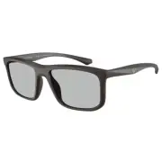 Emporio Armani EA 4234U 618687 Matte Brown Plastic Square Sunglasses Grey Lens