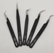 Set of 5 PCS of Eyelash Extension Tweezers Kit Diamond Grip for Lash Artists