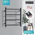 ACA Black Electric Heated Towel Rail Rack Warmer Stainless Steel 4 Round Bars