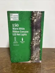 Home Accents 150 Warm White Ribbon LED Net Lights 7.5ft x 8in Light Area New