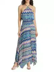 Ramy Brook Halter Top Pleated Giana Maxi Dress Size Medium $695 NWT